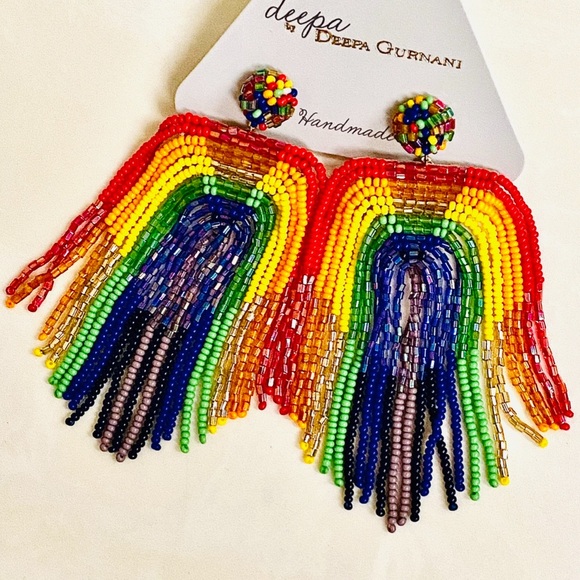 🌺🎉HP🎉🌺 NWT Deepa Gurnani Rainbow Fringe Chandeliers - Picture 5 of 16